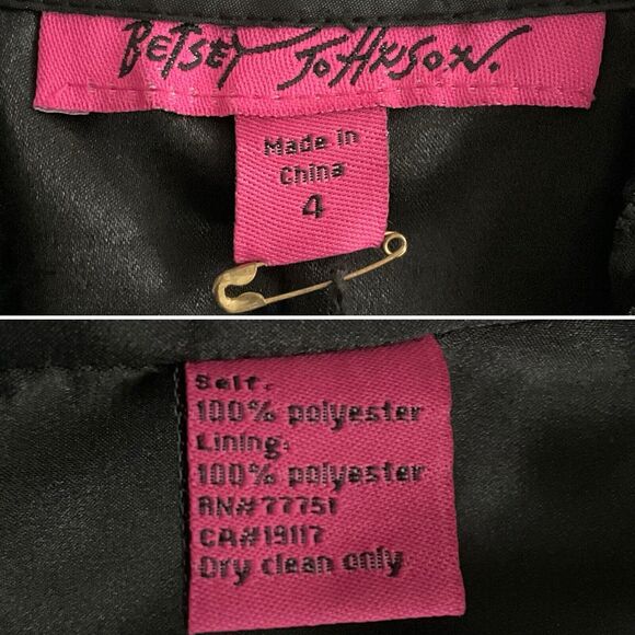 Betsey Johnson Black Cocktail Dress Bow Bustle Tail Rockabilly Goth Rocker 4 - Picture 4 of 11